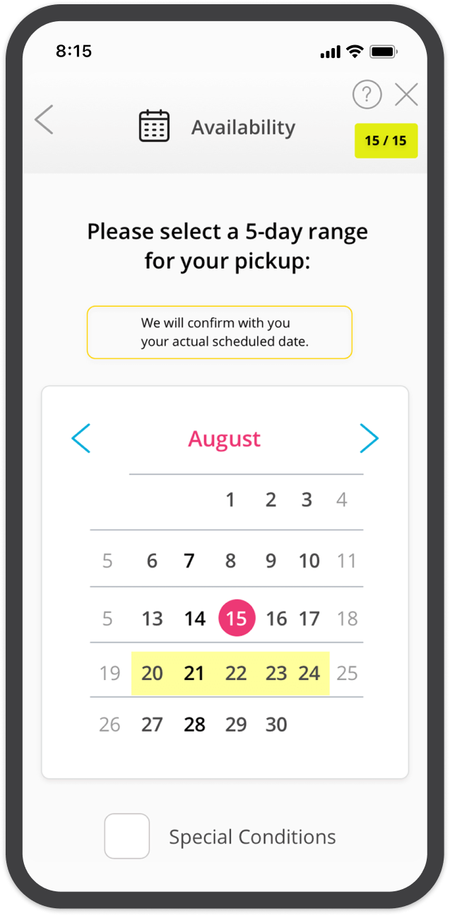 OnePack Calendar Screenshot