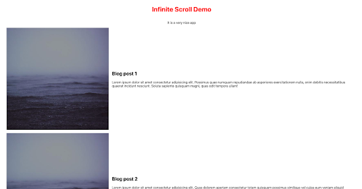 infinite scroll sample app